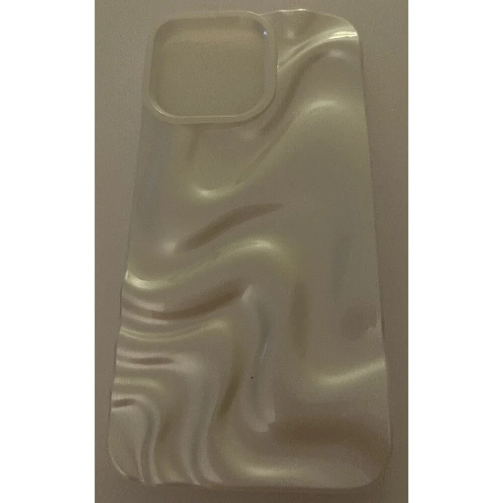 iPhone 13 Case,Water Ripple Pattern Curly Wave Frame Soft Pearly White